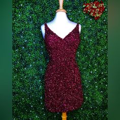 Sherri Hill 53931 Burgundy Sequined Short Homecoming Dress Size 12 Hoco Color: Burgundy Sequin Column Short Dress With V Neckline And Back Cut Out. Cocktail. New-No Alterations, Never Worn, Perfect Condition. All Sales Final (See Sizing Chart Pic Attached For Measurements) Sleeveless Dresses For Party Season, High School Prom Dress, Black Prom Gown, Sherri Hill Couture, Sherri Hill Short Dresses, Sherri Hill Gowns, Sherri Hill Homecoming Dresses, Prom Dresses Yellow, Short Dress Styles