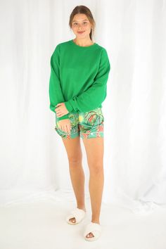 Trendy Tropical Satin Pajamas – Spikes and Seams Tropical Pajamas, Eclectic Pattern, Pattern Pajamas, Sock Crafts, Sorority Outfits, Pajama Robe, Island Vibes, Contrast Piping, Satin Pajamas