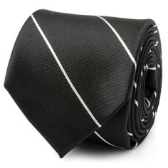 Classic Black Striped Silk Men's Tie Image 1 Classic Striped Tie For Black Tie Events, Classic Striped Ties For Black Tie Events, Classic Striped Tie For Black Tie Occasions, Classic Vertical Stripes Tie For Black Tie Events, Classic Vertical Stripes Ties For Black Tie Occasions, Classic Black Tie With Vertical Stripes, Classic Ties With Vertical Stripes For Black Tie Events, Classic Suit And Tie Accessories With Vertical Stripes, Classic Ties With Vertical Stripes