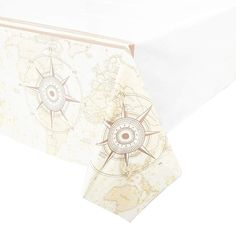 a table cloth with a compass design on it