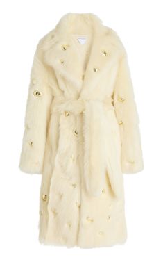 Ladies Coat Design, Wrap Coat, Belted Coat, Shearling Coat, Coat Design, Looks Vintage, Leather Coat, Moda Operandi, Bottega Veneta