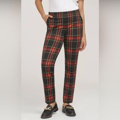 New With Tags Anne Klein Black Combo Plaid Slim Ankle Pants W/Stretch Sz Med Red, Navy, Blue , Black , With Yellow. The Perfect Office To Out Or Back To School Pant. Cute & Comfy! Pants Are Aprox 37 1/2” Long, 28” Inseam And Aprox 29”Waist #Stretchyplaidpants #Anneklein #Backtoschool #Officewear Red Business Casual Bottoms For Fall, Casual Red Elastane Bottoms, Red Casual Bottoms For Business Casual, Red Business Casual Bottoms, Red Casual Business Bottoms, Casual Business Casual Red Pants, Red Casual Pants For Business Casual, School Pants, Perfect Office