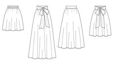 three skirts with ties on each side