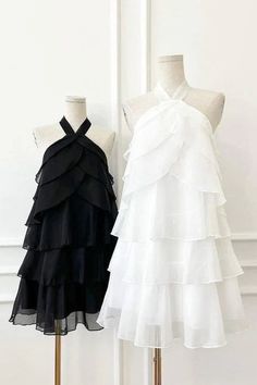 White A-line Chiffon Party Dress, Elegant White Chiffon Mini Dress, White Chiffon Dress For Banquet, White Chiffon Banquet Dress, White Chiffon Dress For Spring Banquet, White Sleeveless Chiffon Evening Dress, White Sleeveless Chiffon Dress With Ruffles, White Sleeveless Ruffled Chiffon Dress, White Tiered Evening Dress