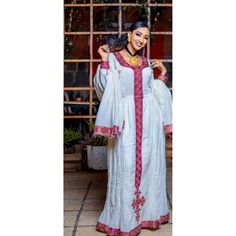 Beautiful Habesha Dress Handwoven Ethiopian Dress Habesha Kemis Zuria Traditional Ethiopian Dress Eritrean Dress ሀበሻ ቀሚስ ሀበሻ ልብስ Fitted White Dress With Dabka, Fitted White Dress With Dabka Details, White Fitted Dress With Dabka, White Fitted Dress With Dabka Detail, White Fitted Dresses With Dabka Detail, Elegant Dresses With Traditional Drape For Transitional Season, Fitted Floor-length Dress For Transitional Season, Traditional Floor-length Embroidered Dress For Transitional Season, Floor-length Dresses With Traditional Patterns For Ceremonies