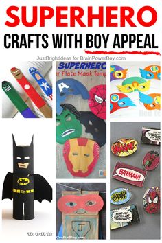 Looking for crafts your boys will actually want to do? Try these superhero crafts for boys. Superheroes are always popular and these crafts are awesome! Includes Batman crafts, Avengers crafts, Marvel crafts, DC Comics crafts and more.  #superherocrafts #superheroescrafts #boysbirthdaypartycrafts Arts And Crafts For Adults, Arts And Crafts For Teens, Fun Halloween Crafts, Arts And Crafts Furniture, Birthday Party Crafts