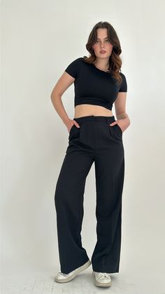 Core collection-- This collection of various interchangeable styles was curated for you to start building your dream capsule wardrobe. Each piece compliments another making it a cohesive look for your wardrobe. These ready-to-wear styles will help you to create your signature style. These high waisted, wide leg trousers will fit in nicely to your everyday wardrobe Model wearing a size Small (0-2) Text us at 513-330-2088 for sizing questions! Black Cropped Elastane Bottoms, Stretch Cropped Pants For Workwear, Chic Cropped Fitted Bottoms, Chic Fitted Cropped Bottoms, Versatile Cropped Workwear Bottoms, Versatile Fitted Pants For Workwear, Fitted Cropped Workwear Pants, Versatile Fitted Workwear Pants, Versatile Stretch Cropped Pants