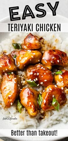 an easy teriyaki chicken recipe with rice and sesame seeds