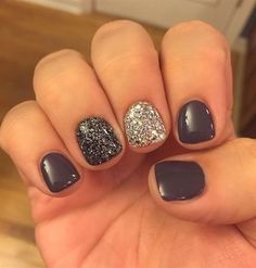 Accent Nail Art, Gel Polish Nail Designs, Glitter Accent Nails, Nails Pretty, Short Nails Art, Super Nails, Nails Polish, Ideas Nails