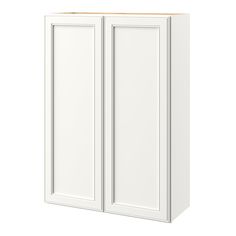 a white kitchen cabinet with two doors