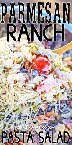 pasta salad with parmesan ranch in a bowl