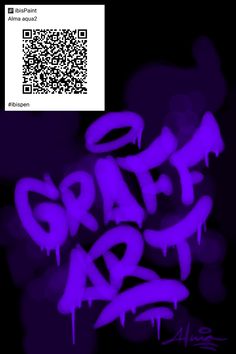 purple graffiti on black background with qr code for graffit advertism