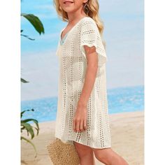 Elevate your little one's beach day ensemble with the KOJOOIN Girls Crochet Beach Cover Up. This charming cover-up is crafted from a soft and breathable blend of 75% Viscose and 25% Nylon, ensuring a comfortable and gentle feel against the skin. Perfect for sunny beach outings, it features a lightweight U-neck design that is both stylish and easy to wear.

- **Age Group:** Suitable for girls aged 9-10 years
- **Color:** Available in a chic beige
- **Material:** 75% Viscose, 25% Nylon
- **Gender: Cute Summer Vacation Swimwear, Cute Summer Swimwear For Vacation, Cute Swimwear For Summer Vacation, Cute Spring Vacation Swimwear, Cute Swimwear For Vacation Beach Season, Cute Swimwear For Vacation During Beach Season, Casual Swimwear For Beach Season Holiday, Casual Swimwear For Holiday Beach Season, Casual Beach Dress For Warm Weather