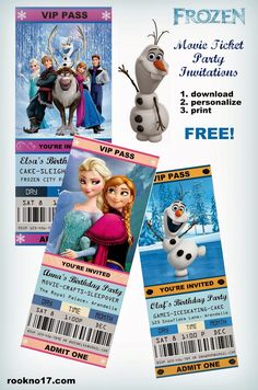 the frozen princess movie ticket is on sale for $ 3 99 each or more at rockin'n'roll