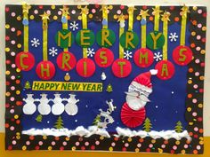 a christmas bulletin board with santa clause on it