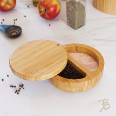 Totally Bamboo Salt Keeper Duet Bamboo Salt Box with Magnetic Swivel Lid Salt And Pepper Cellars, Salt Container, Nut House, Small Storage Boxes, Cat Snacks, Magnetic Spice, Salt Box, Spice Storage, Spice Box