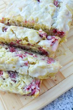 some type of cake sitting on top of a cutting board