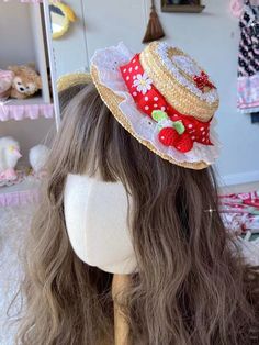 Embrace the charm of summer with our cute strawberries pink/red polka-dot bowknot sweet straw hat. This delightful accessory is perfect for adding a touch of kawaii flair to your outfit. Crafted from high-quality straw, this hat features an enchanting strawberry theme, complete with a large, elegant bowknot. Whether you're heading to a picnic, beach, or simply enjoying a sunny day out, this hat promises both style and comfort. Its lightweight and breathable design ensures you stay cool while loo Whimsical Aesthetic, Strawberry Theme, Steampunk Fashion Female, Steampunk Fashion Male, Gothic Skirts, Picnic Beach, Steampunk Accessories, Kawaii Accessories, Cute Strawberry