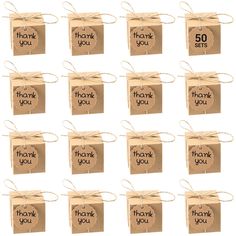 thank you tags tied with twine on white paper, set of 10 for gift giving