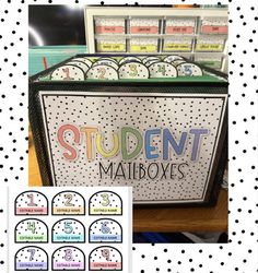 the student mailbox is filled with numbers and stickers for each student to use