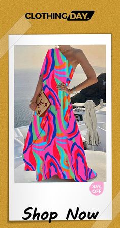 Alyse One Shoulder A-line Elegant Maxi Dress Vibrant Print A-line Beach Dress, Multicolor A-line Maxi Dress For Vacation, Summer A-line Printed Midi Dress, A-line Beach Dress With Vibrant Print, Multicolor A-line Maxi Dress For Beach, Multicolor A-line Midi Summer Dress, Multicolor A-line Summer Midi Dress, Multicolor A-line Midi Dress For Beach, Multicolor A-line Beach Dress