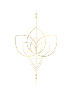 the golden lotus symbol is shown on a white background with gold lines and dots around it