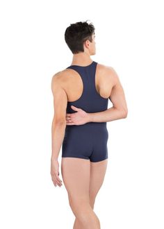 Sleeveless Racerback Biketard Featuring wide armholes, a deep scoop neckline, and racerback design, the Patrick biketard offers dancers a fresh, sporty look that will keep you cool and comfortable in the studio. Made with stretch cotton, the Patrick provides maximum breathability with the comfortable feel of natural fibers. Available in Noir, Marine, Sky, Niagara, and Beige in Adult sizes 36 - 44. Stretch Leotard For Sports Dancewear, Fitted Bodysuit With Scoop Neck For Sports, Fitted Scoop Neck Bodysuit For Sports, Fitted Dance Tops, Fitted Dancewear Tops For Dance, Sleeveless Stretch Bodysuit For Dance, Fitted Sleeveless Bodysuit For Dance, Sleeveless Stretch Unitard For Dancewear, Fitted Dance Leotard