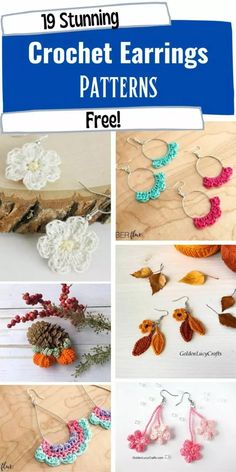 crochet earrings patterns with text overlay that reads 19 stunning crochet earrings patterns free