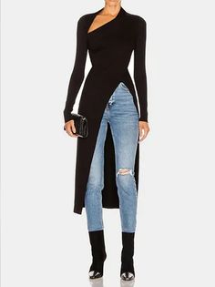 Fall Long Sleeve Simple Turtleneck Daily Simple Daily Top | stylewe Fitted Long Tops For Layering, The Range, Geometric Sweater, Mode Inspiration, Outfits Casuales, Women Pullover, Look Fashion, Long Tops, Classy Outfits