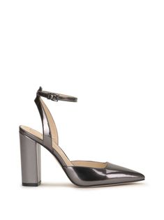 Nazela Pump in Pewter – Jessica Simpson Pewter Heels, Feather Touch, Metallic Pumps, Silver Pumps, Pewter Metal, Ankle Strap Pumps, Strap Pumps, Pressure Points, Leather Buckle