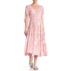 Free People Forever Always Midi Dress Ruffle Boho Pink Combo 2 Nwt $168. New ! Size 2 This Adorably Romantic Midi Dress With Flattering Pleat Detailing Is A Perfect Pick For Date Night. Fit: This Style Fits True To Size. - V-Neck - Elbow Length Sleeves With Slits And Tie Cuffs - Side Zip Closure - Pleated Detail - Allover Print - Approx. 45" Length (Size S) Fiber Content Viscose Materials 60% Viscose 40% Rayon Pink Rayon Dress For Daywear, Ruffle Hem Dress In Rayon, Feminine Rayon Dress For Daywear, Rayon Midi Dress With Ruffle Hem, Midi Length Rayon Dress With Ruffle Hem, Fitted Rayon Dress With Ruffle Hem, Spring Rayon Dress With Ruffle Hem, Pink Midi Length Rayon Dress, Crochet Tunic Dress