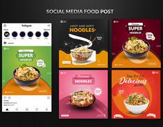 the social media postcard design is designed to look like it has different food items on it