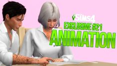 two people sitting at a table writing in an animated video game with the caption's exclusive h2 animation