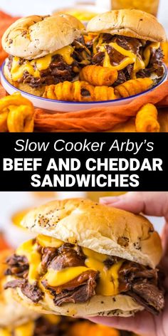 Arby's sandwich on bun Crock Pot Beef Sandwiches, Pot Roast Sandwich, Crock Pot Hot Beef Sandwiches, Slow Cooker Beef Sandwiches, Arbys Roast Beef Recipe Crock Pot, Crockpot Sandwiches, Beef N Cheddar Sandwich, Hot Beef Sandwiches Crockpot, Crockpot Sandwich Recipes