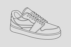 Sneaker Outline, Sneakers Drawing, Sneakers Design, Drawing Hands, Grandma Fashion, Outline Drawing, Drawing Vector, Sketch Style, Tech Pack