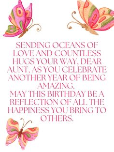 a birthday card with two butterflies and the words sending oceans of love and countless hugs your way