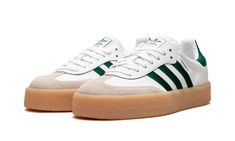 Platform Samba, Adidas Samba Platform, Womens White Shoes, Adidas Shoes Samba, Stripes Branding, Green Platform, Sporty Shoes, Adidas Samba Og, Samba Og