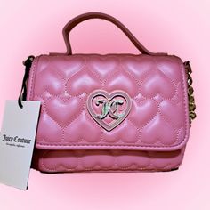 Brand New With Tag Gorgeous Gift For Yourself Or A Loved One So Cute For Going Out Color In Real Life Most Similar To Second Pic Luxury Pink Bag For Valentine's Day, Juicy Couture Purse, Pink Monogram, Purse Brands, Heart Quilt, Juicy Couture Bags, Pink Brand, Powder Pink, Gorgeous Gift