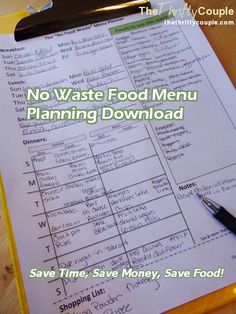 no waste food menu planning printable