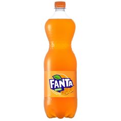 a bottle of fanta orange juice on a white background