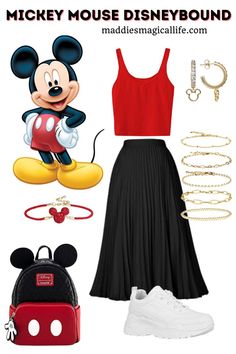 Mickey Mouse Disneybound Disney Bound Plus Size, Mickey Mouse Clothes For Women, Stitch Inspired Outfits Disney, Mickey Mouse Outfits For Women, Mickey Mouse Inspired Outfits, Disney Bounding Mickey Mouse, Disney Characters Outfits, Disney Inspo Outfit