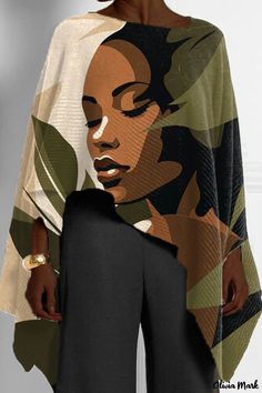 Olivia Mark - Casual African-Inspired Girl's Long Sleeves Black Dress And Cardigan, Lil Black Dress, Green Long Sleeve Top, African Clothes, Cape Style, Ladies Top, African Clothing Styles, Irregular Hem, Weekend Style