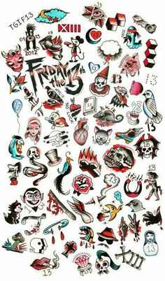 an image of many different tattoos on a white background