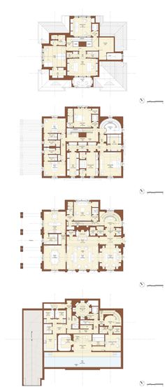 three floor plans showing the different rooms