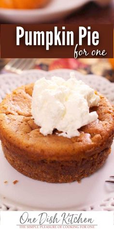 pumpkin pie for one with whipped cream on top