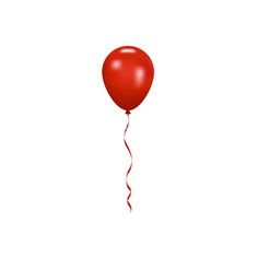 a red balloon floating in the air on a white background