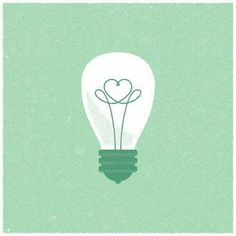 an illustration of a light bulb with a heart in it's center on a green background