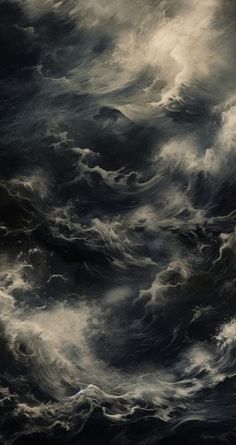 the painting is very dark and stormy with white clouds