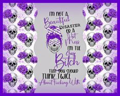 Im Crazy Quotes, Pretty Skull Tattoos, Tumbler Prints, Candy Skull Tattoo, Day Of The Dead Artwork, Purple Angel, Harley And Joker Love, Lisa Frank Stickers, Candy Skull