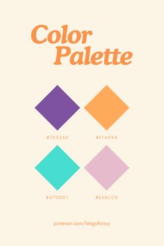 an orange and purple poster with the words color palette on it's side